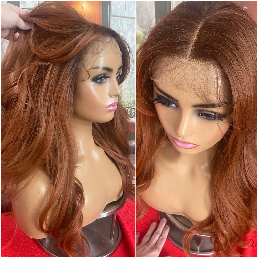 NEW Copper Red ginger Lace Front Wig - roots baby hair